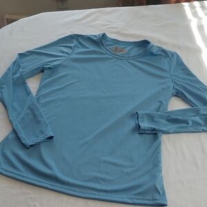 A4  Light Blue Long Sleeve Exercise Shirt.Size Small